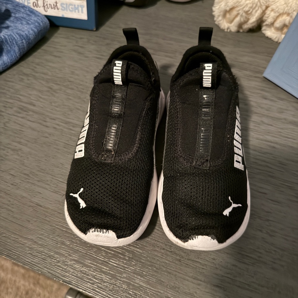 Puma Black and White Sneakers with Slip-On Design
